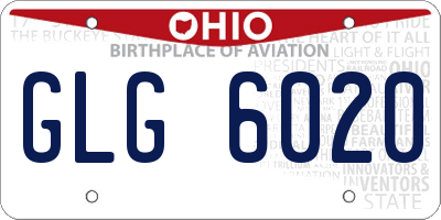 OH license plate GLG6020