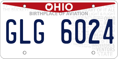 OH license plate GLG6024