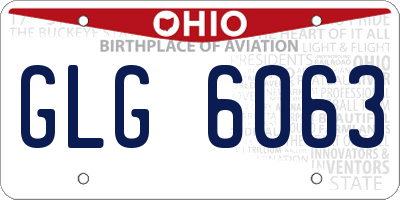 OH license plate GLG6063