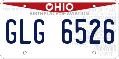 OH license plate GLG6526