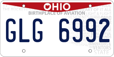 OH license plate GLG6992