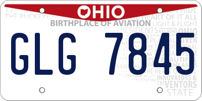 OH license plate GLG7845