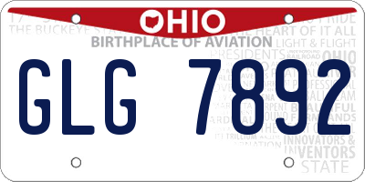 OH license plate GLG7892