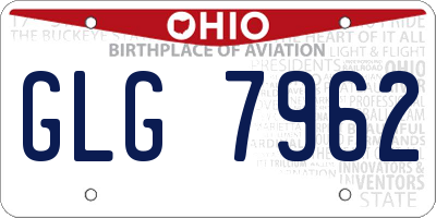 OH license plate GLG7962