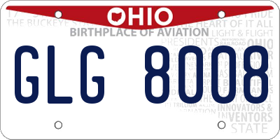 OH license plate GLG8008