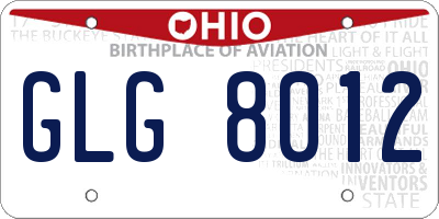 OH license plate GLG8012