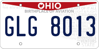 OH license plate GLG8013