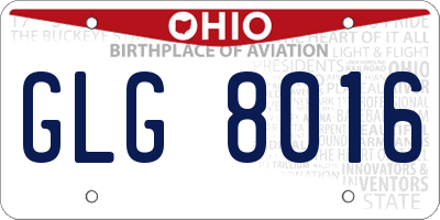 OH license plate GLG8016