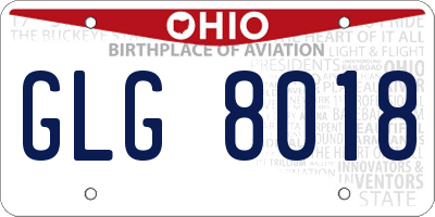 OH license plate GLG8018