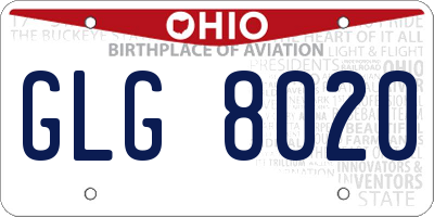 OH license plate GLG8020