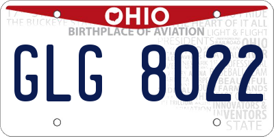 OH license plate GLG8022