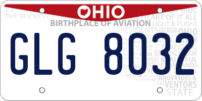 OH license plate GLG8032