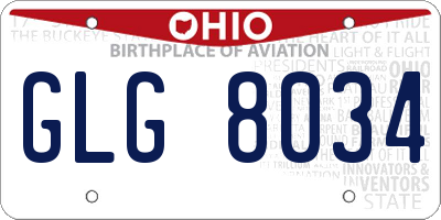 OH license plate GLG8034