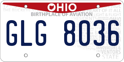 OH license plate GLG8036