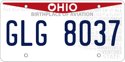 OH license plate GLG8037