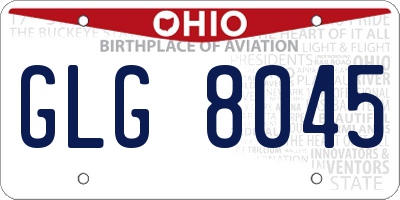 OH license plate GLG8045