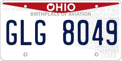 OH license plate GLG8049