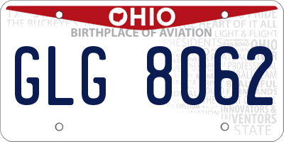 OH license plate GLG8062