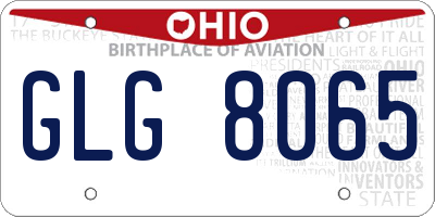 OH license plate GLG8065