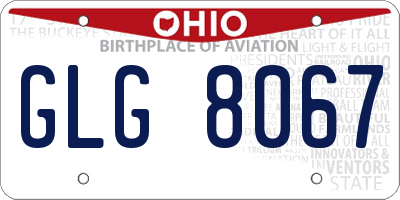 OH license plate GLG8067
