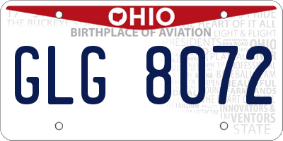 OH license plate GLG8072