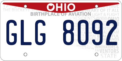 OH license plate GLG8092