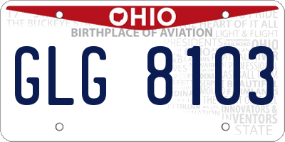 OH license plate GLG8103