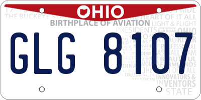 OH license plate GLG8107