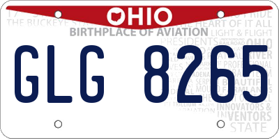 OH license plate GLG8265