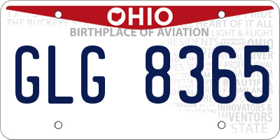 OH license plate GLG8365