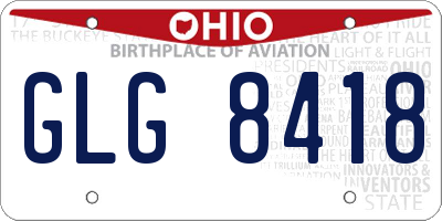 OH license plate GLG8418