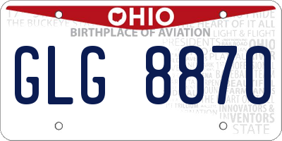 OH license plate GLG8870