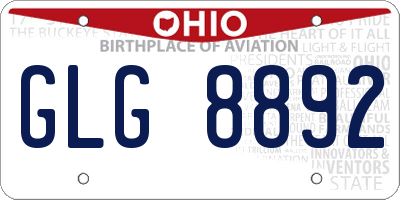 OH license plate GLG8892
