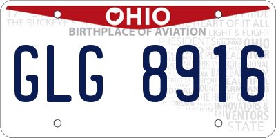 OH license plate GLG8916