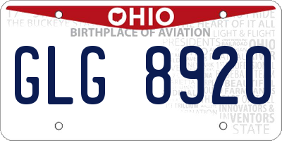 OH license plate GLG8920