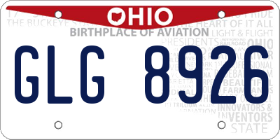 OH license plate GLG8926