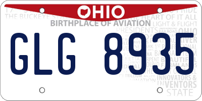 OH license plate GLG8935