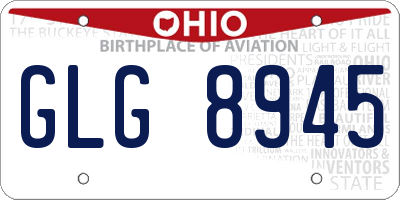 OH license plate GLG8945