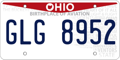 OH license plate GLG8952