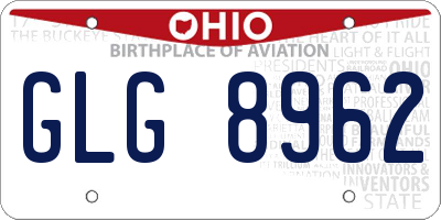 OH license plate GLG8962