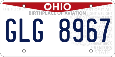 OH license plate GLG8967