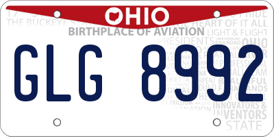 OH license plate GLG8992