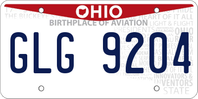 OH license plate GLG9204
