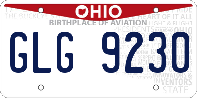 OH license plate GLG9230