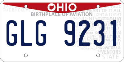 OH license plate GLG9231