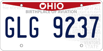 OH license plate GLG9237