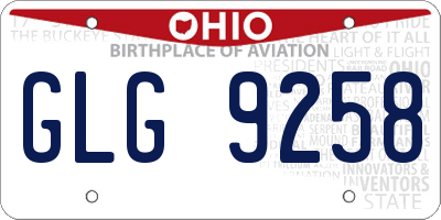 OH license plate GLG9258