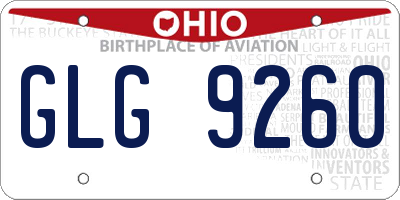 OH license plate GLG9260