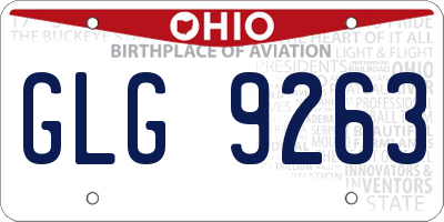 OH license plate GLG9263