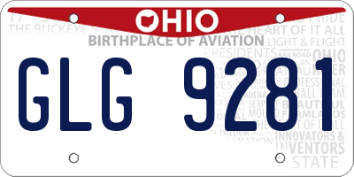 OH license plate GLG9281